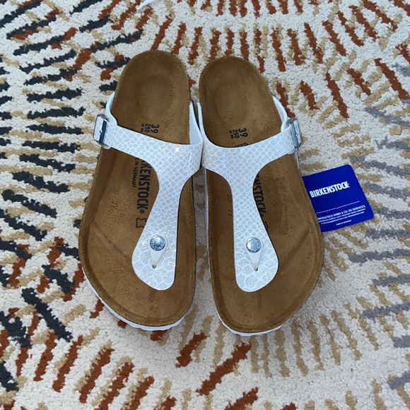 Birkenstock Shoes - White snake print Birkenstock sandals